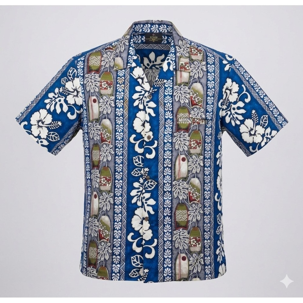 Royal Creations Vintage Men's Surf Print Hawaiian Casual Shirt. Size XL